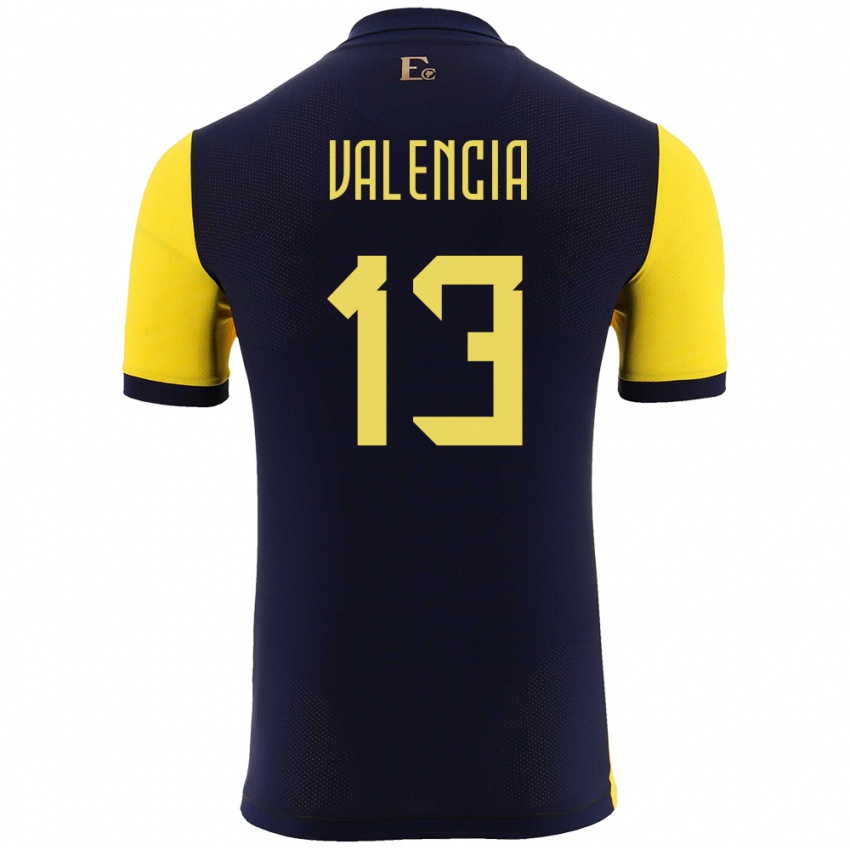 Kvinder Ecuador Enner Valencia #13 Gul Hjemmebane Spillertrøjer 24-26 Trøje T-Shirt