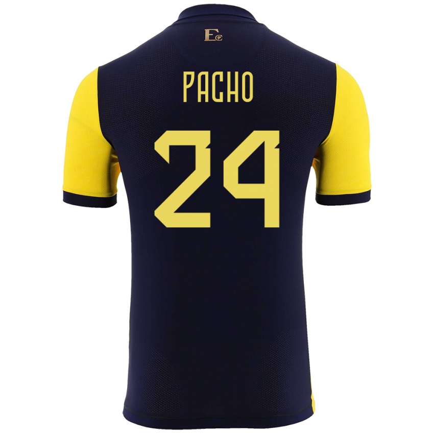 Kvinder Ecuador William Pacho #24 Gul Hjemmebane Spillertrøjer 24-26 Trøje T-Shirt