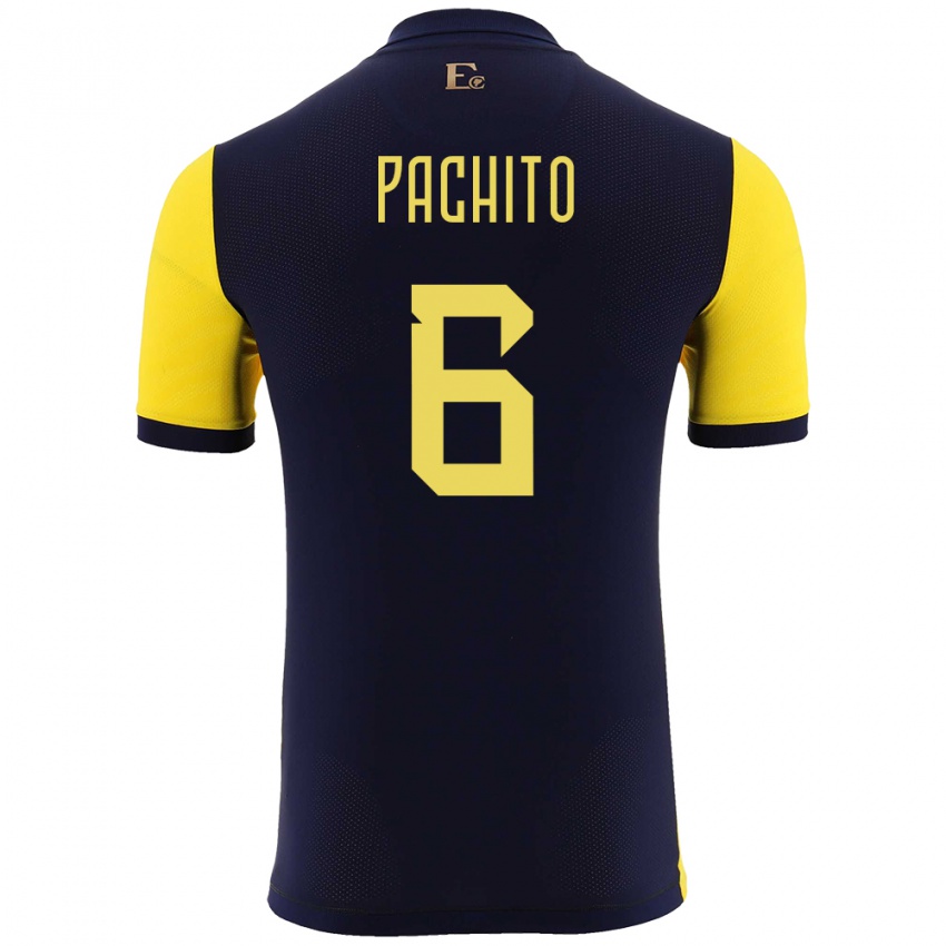 Kvinder Ecuador Angelica Pachito #6 Gul Hjemmebane Spillertrøjer 24-26 Trøje T-Shirt