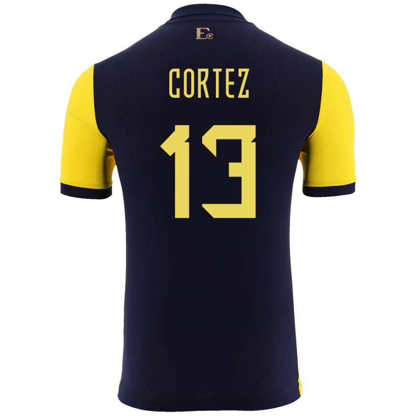 Kvinder Ecuador Steven Cortez #13 Gul Hjemmebane Spillertrøjer 24-26 Trøje T-Shirt