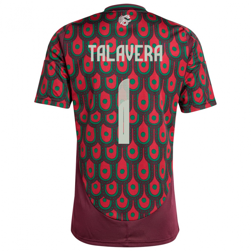 Kvinder Mexico Alfredo Talavera #1 Rødbrun Hjemmebane Spillertrøjer 24-26 Trøje T-Shirt