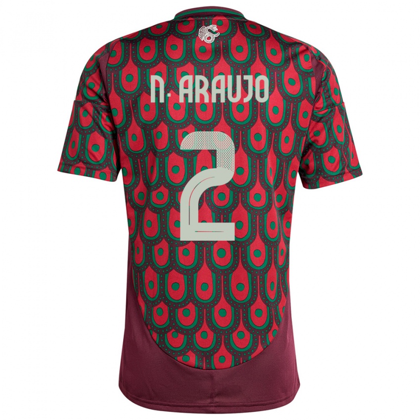 Kvinder Mexico Nestor Araujo #2 Rødbrun Hjemmebane Spillertrøjer 24-26 Trøje T-Shirt