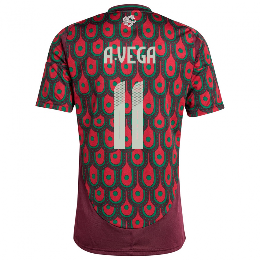 Kvinder Mexico Alexis Vega #11 Rødbrun Hjemmebane Spillertrøjer 24-26 Trøje T-Shirt