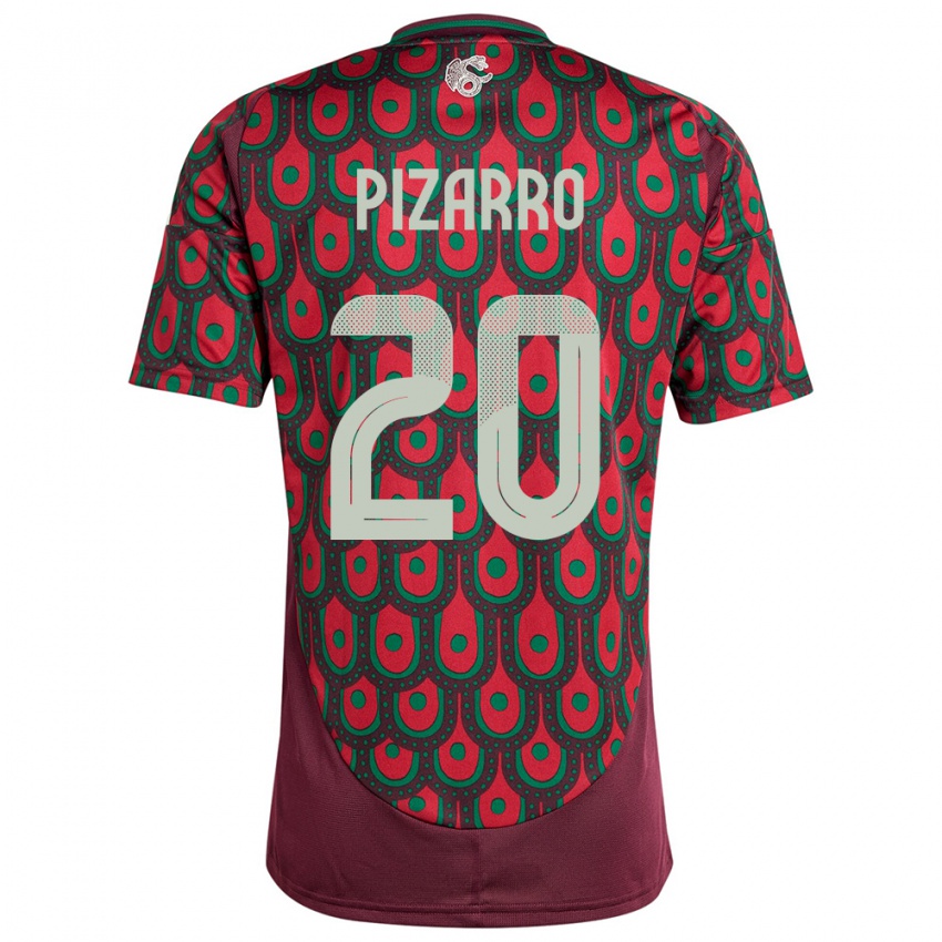 Kvinder Mexico Rodolfo Pizarro #20 Rødbrun Hjemmebane Spillertrøjer 24-26 Trøje T-Shirt