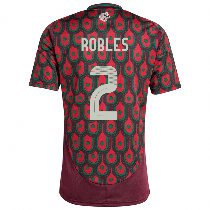 Kvinder Mexico Kenti Robles #2 Rødbrun Hjemmebane Spillertrøjer 24-26 Trøje T-Shirt