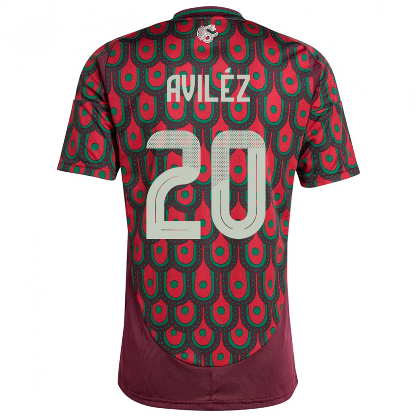 Kvinder Mexico Aylin Avilez #20 Rødbrun Hjemmebane Spillertrøjer 24-26 Trøje T-Shirt
