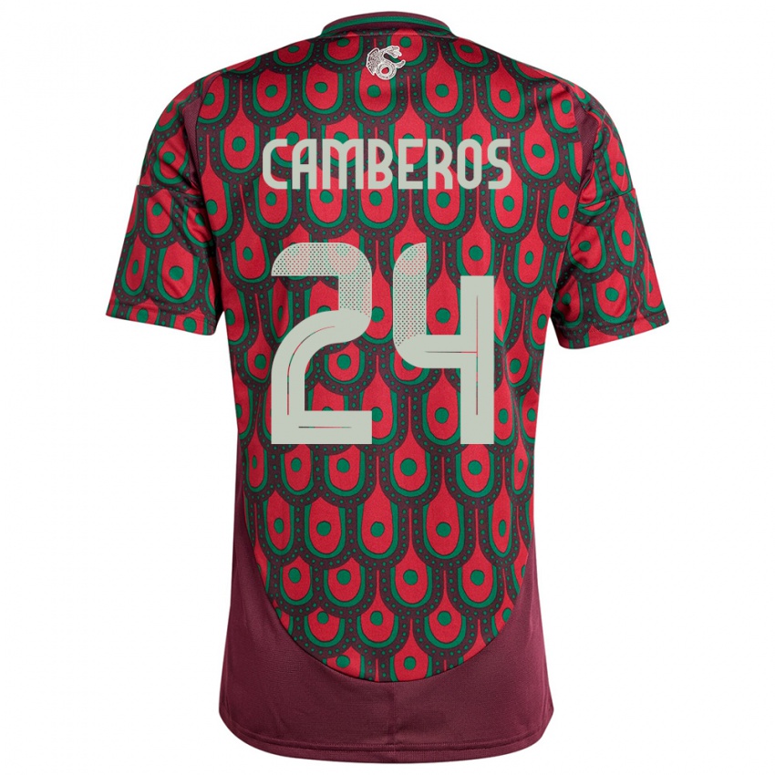 Kvinder Mexico Scarlett Camberos #24 Rødbrun Hjemmebane Spillertrøjer 24-26 Trøje T-Shirt