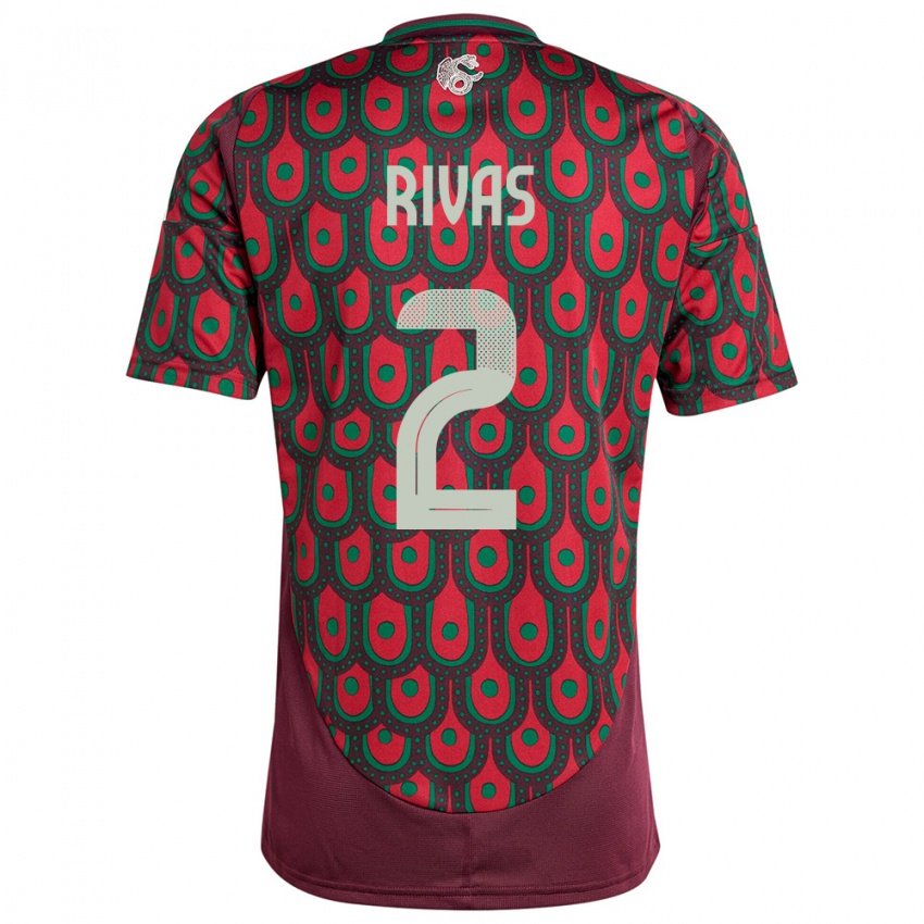 Kvinder Mexico Jesus Rivas #2 Rødbrun Hjemmebane Spillertrøjer 24-26 Trøje T-Shirt