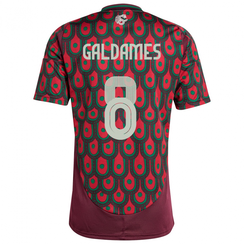 Kvinder Mexico Benjamin Galdames #8 Rødbrun Hjemmebane Spillertrøjer 24-26 Trøje T-Shirt