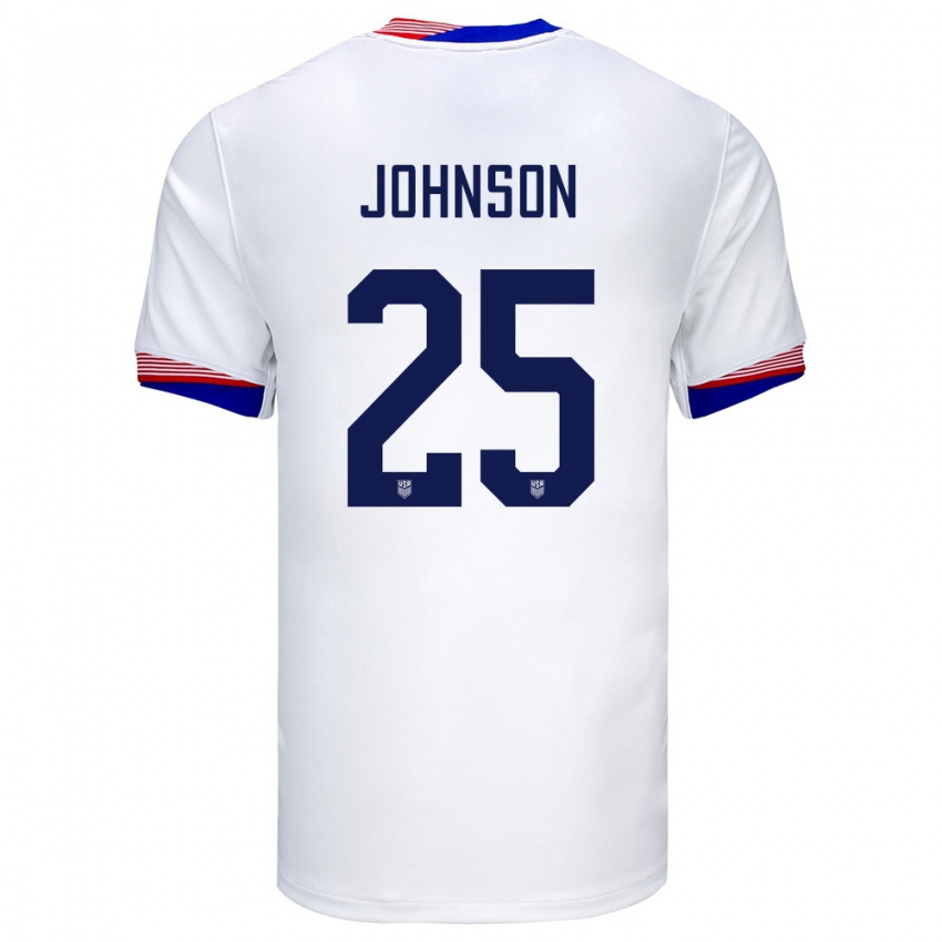 Kvinder Usa Sean Johnson #25 Hvid Hjemmebane Spillertrøjer 24-26 Trøje T-Shirt