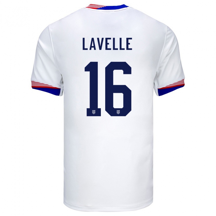 Kvinder Usa Rose Lavelle #16 Hvid Hjemmebane Spillertrøjer 24-26 Trøje T-Shirt
