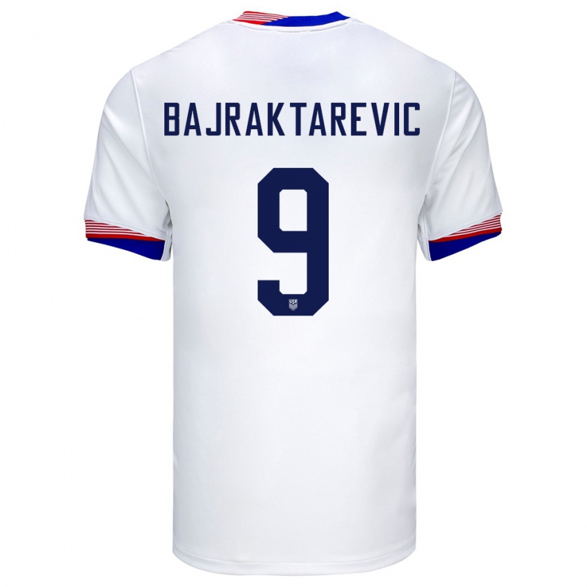 Kvinder Usa Esmir Bajraktarevic #9 Hvid Hjemmebane Spillertrøjer 24-26 Trøje T-Shirt
