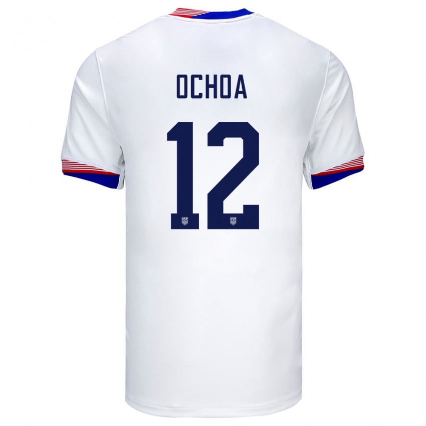 Kvinder Usa Emmanuel Ochoa #12 Hvid Hjemmebane Spillertrøjer 24-26 Trøje T-Shirt