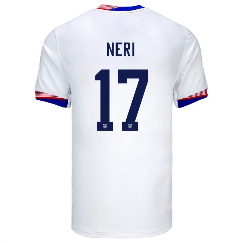 Kvinder Usa Rodrigo Neri #17 Hvid Hjemmebane Spillertrøjer 24-26 Trøje T-Shirt