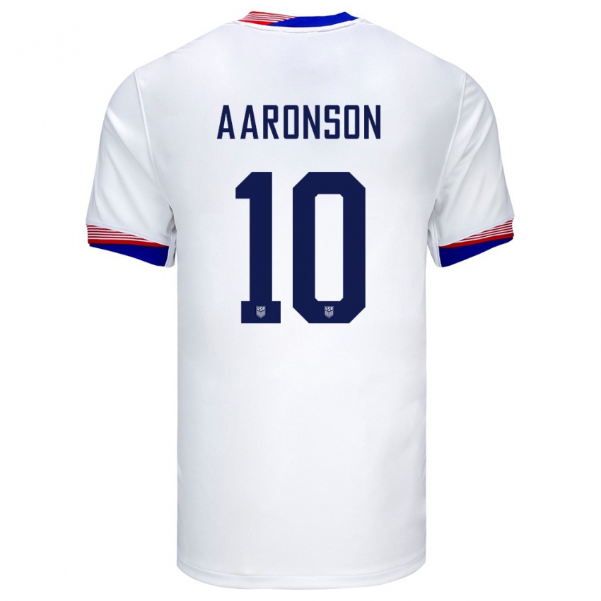 Kvinder Usa Paxten Aaronson #10 Hvid Hjemmebane Spillertrøjer 24-26 Trøje T-Shirt
