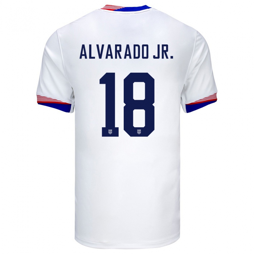 Kvinder Usa Alejandro Alvarado Jr #18 Hvid Hjemmebane Spillertrøjer 24-26 Trøje T-Shirt