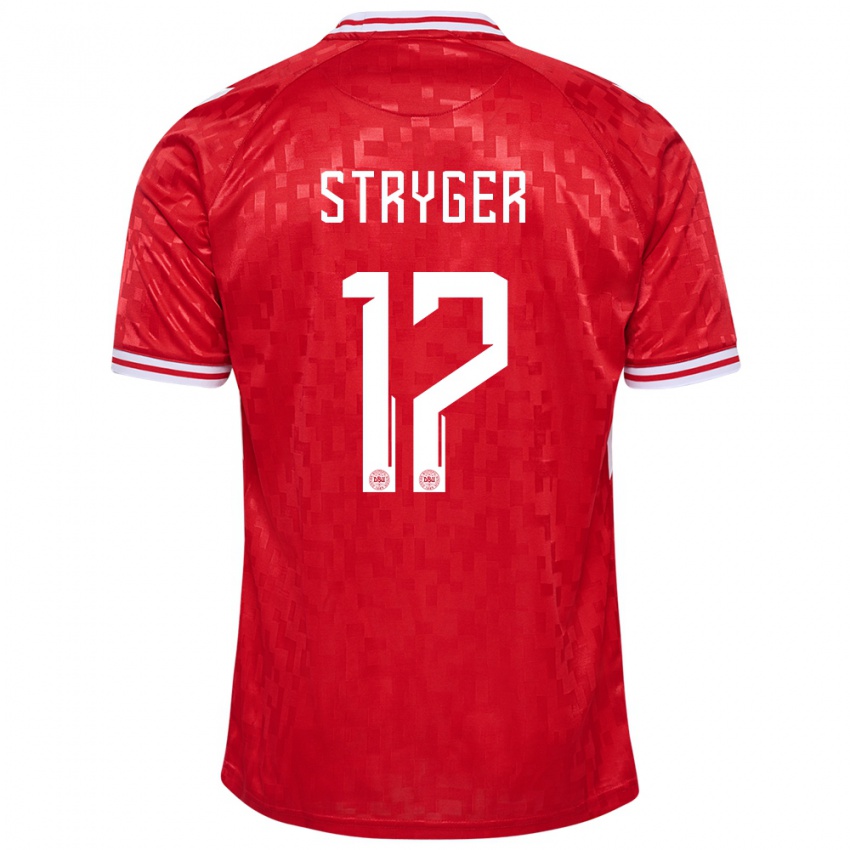 Kvinder Danmark Jens Stryger Larsen #17 Rød Hjemmebane Spillertrøjer 24-26 Trøje T-Shirt