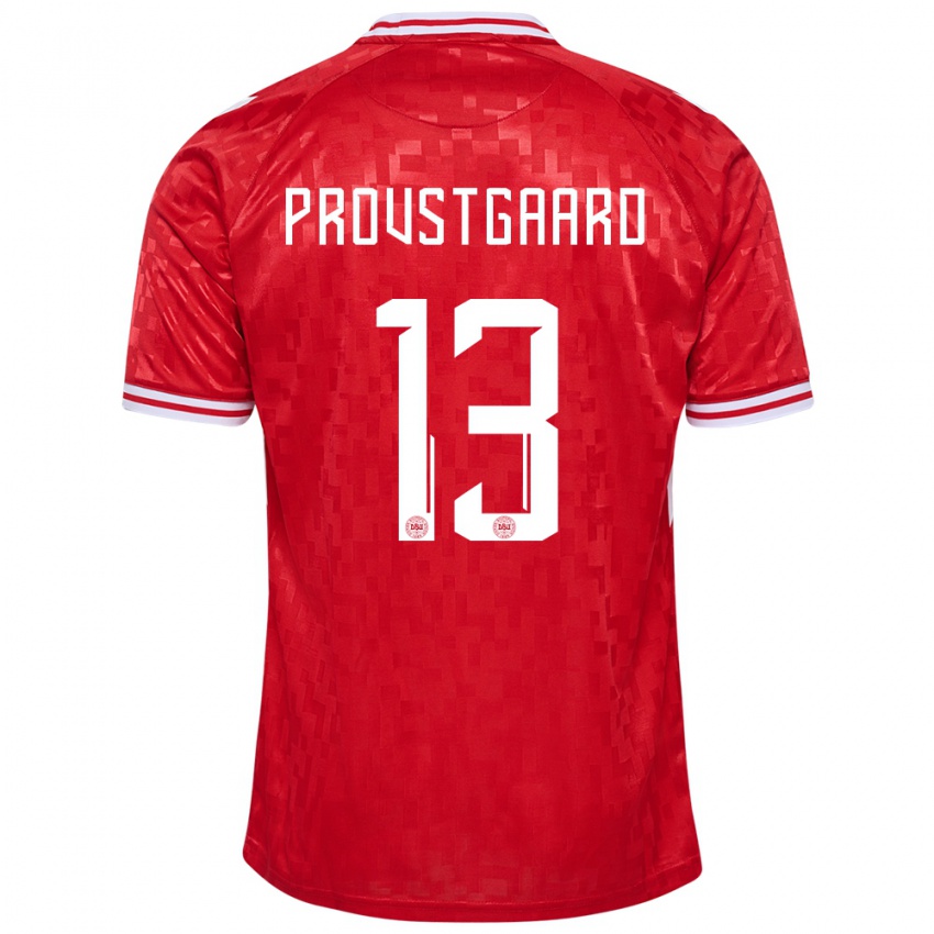 Kvinder Danmark Oliver Provstgaard #13 Rød Hjemmebane Spillertrøjer 24-26 Trøje T-Shirt