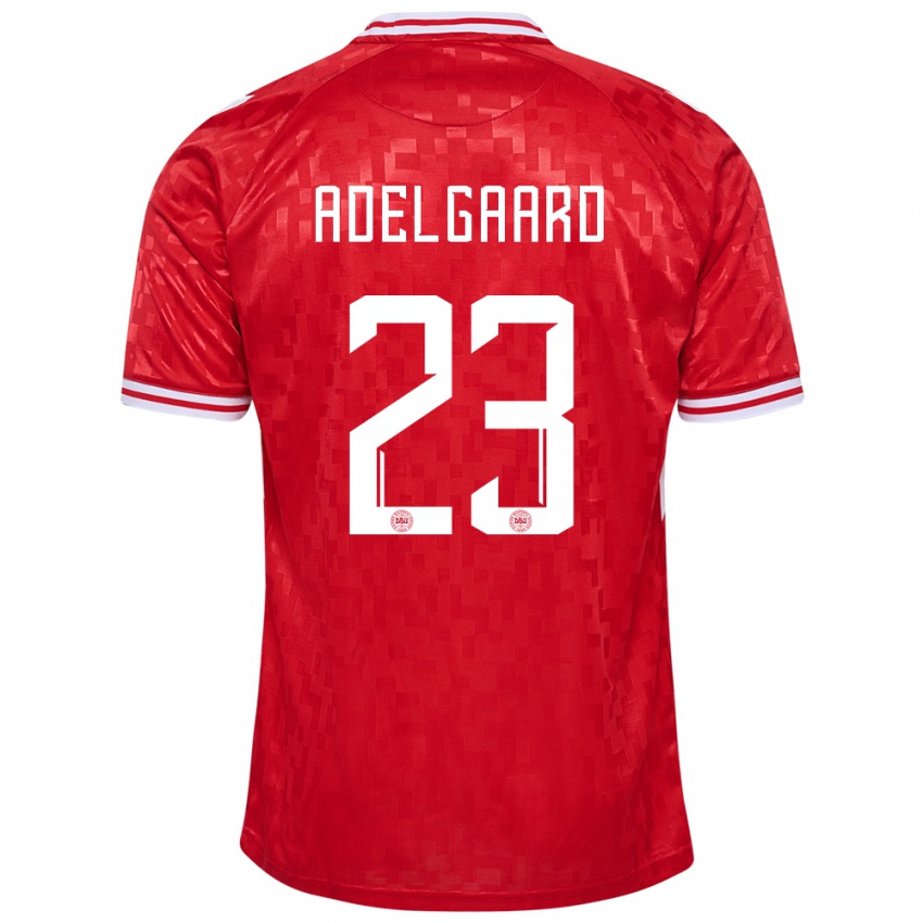 Kvinder Danmark Aske Adelgaard #23 Rød Hjemmebane Spillertrøjer 24-26 Trøje T-Shirt