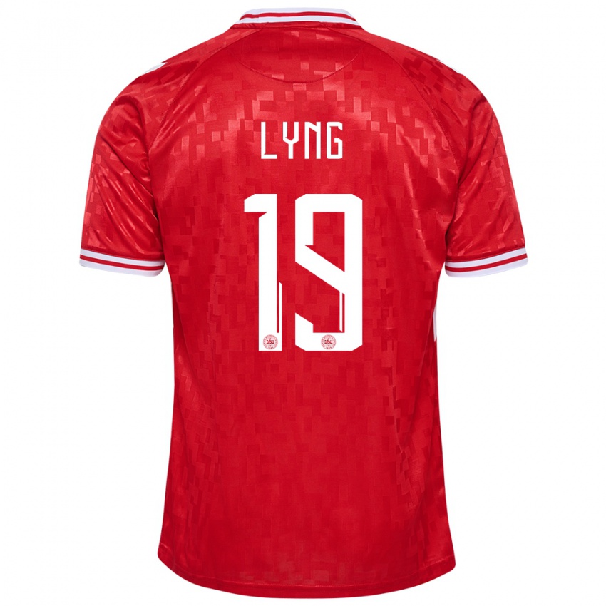 Kvinder Danmark Alexander Lyng #19 Rød Hjemmebane Spillertrøjer 24-26 Trøje T-Shirt