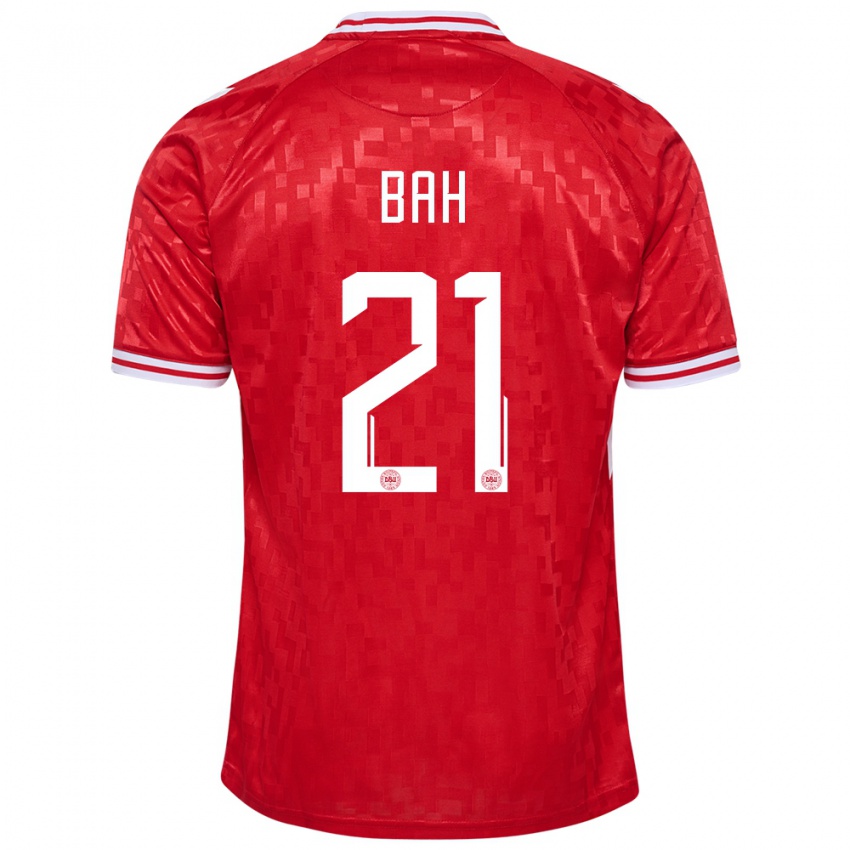 Kvinder Danmark Alexander Bah #21 Rød Hjemmebane Spillertrøjer 24-26 Trøje T-Shirt