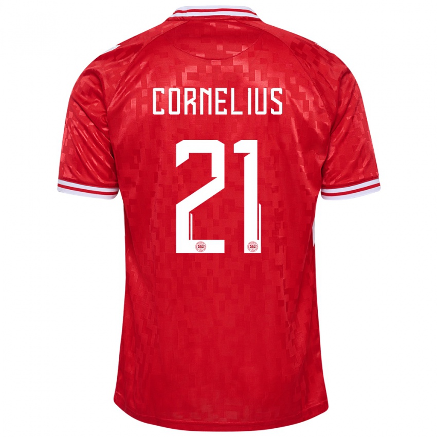 Kvinder Danmark Andreas Cornelius #21 Rød Hjemmebane Spillertrøjer 24-26 Trøje T-Shirt