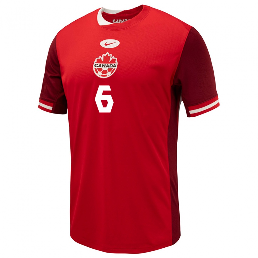 Kvinder Canada Lazar Stefanovic #6 Rød Hjemmebane Spillertrøjer 24-26 Trøje T-Shirt