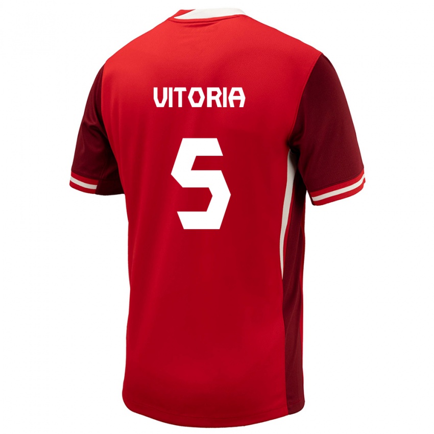 Kvinder Canada Steven Vitoria #5 Rød Hjemmebane Spillertrøjer 24-26 Trøje T-Shirt