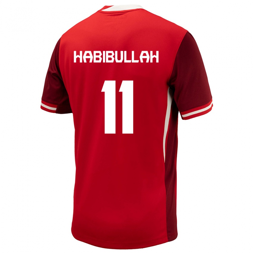 Kvinder Canada Kamron Habibullah #11 Rød Hjemmebane Spillertrøjer 24-26 Trøje T-Shirt