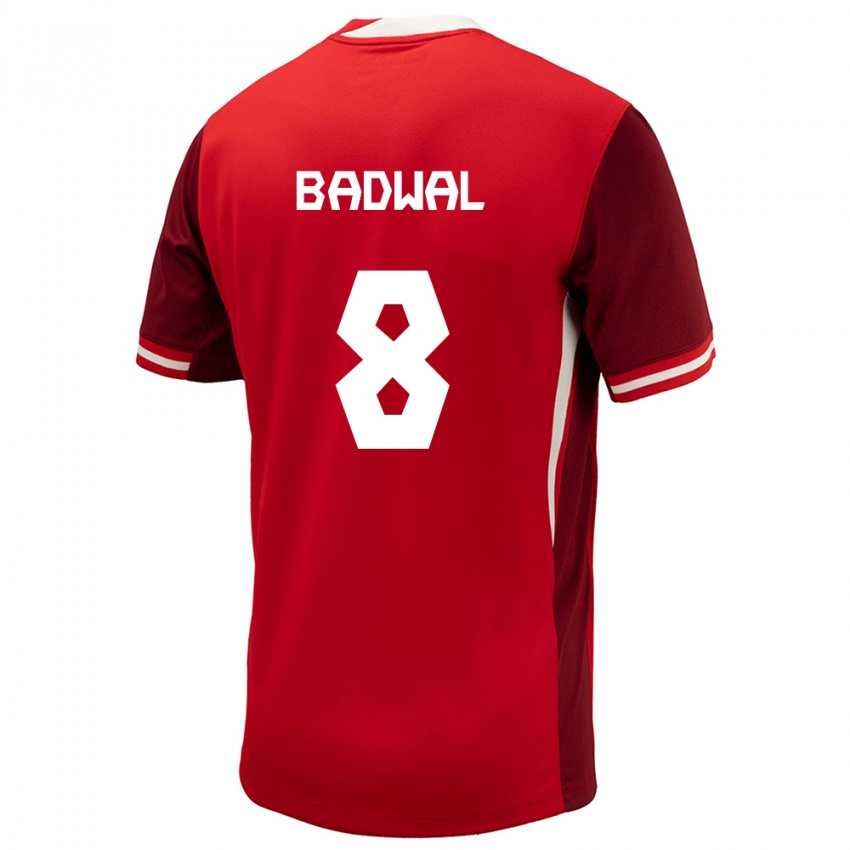Kvinder Canada Jeevan Badwal #8 Rød Hjemmebane Spillertrøjer 24-26 Trøje T-Shirt