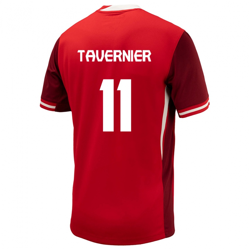 Kvinder Canada Kevaughn Tavernier #11 Rød Hjemmebane Spillertrøjer 24-26 Trøje T-Shirt