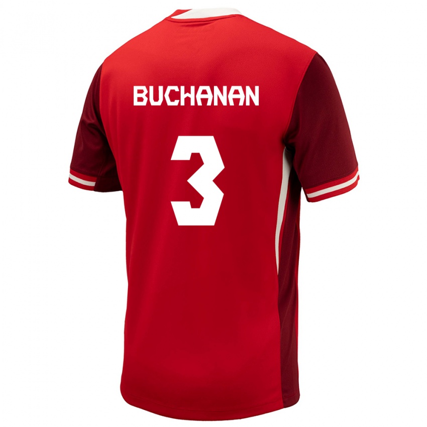 Kvinder Canada Kadeisha Buchanan #3 Rød Hjemmebane Spillertrøjer 24-26 Trøje T-Shirt