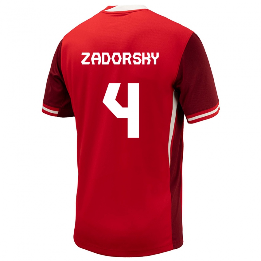 Kvinder Canada Shelina Zadorsky #4 Rød Hjemmebane Spillertrøjer 24-26 Trøje T-Shirt
