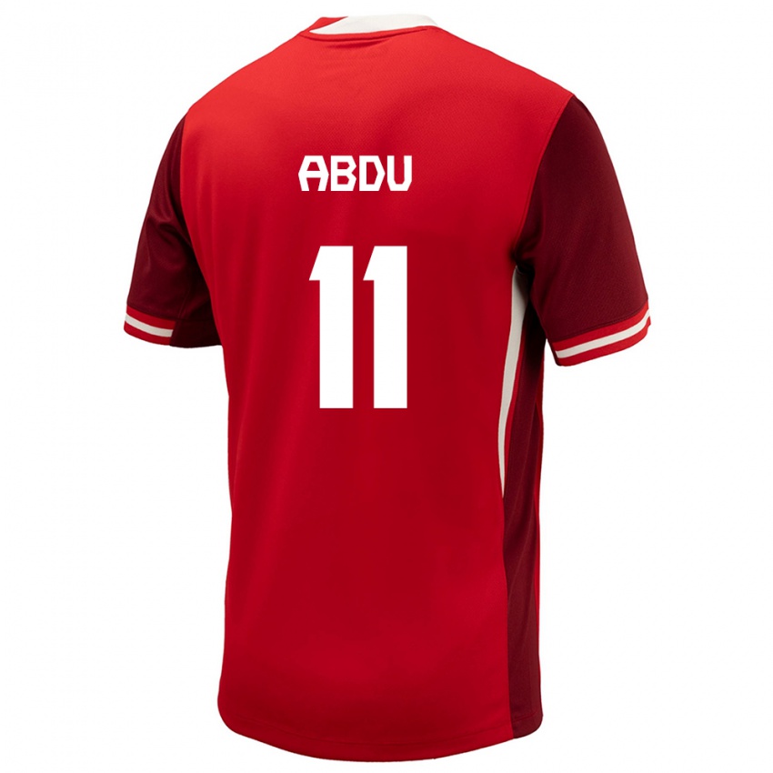 Kvinder Canada Latifah Abdu #11 Rød Hjemmebane Spillertrøjer 24-26 Trøje T-Shirt