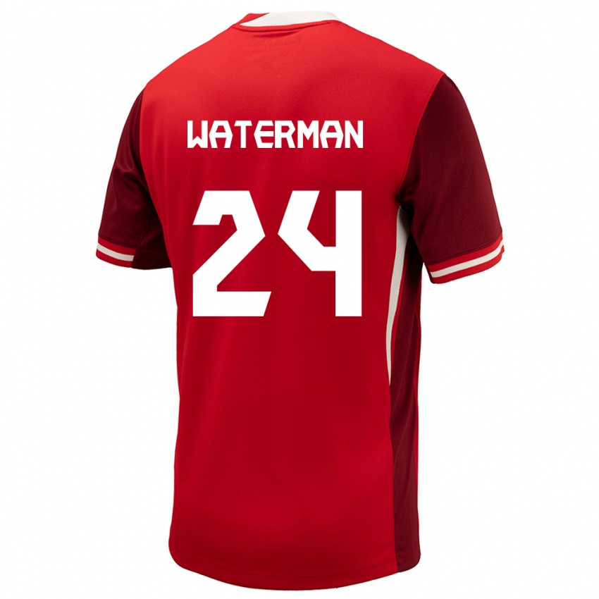 Kvinder Canada Joel Waterman #24 Rød Hjemmebane Spillertrøjer 24-26 Trøje T-Shirt