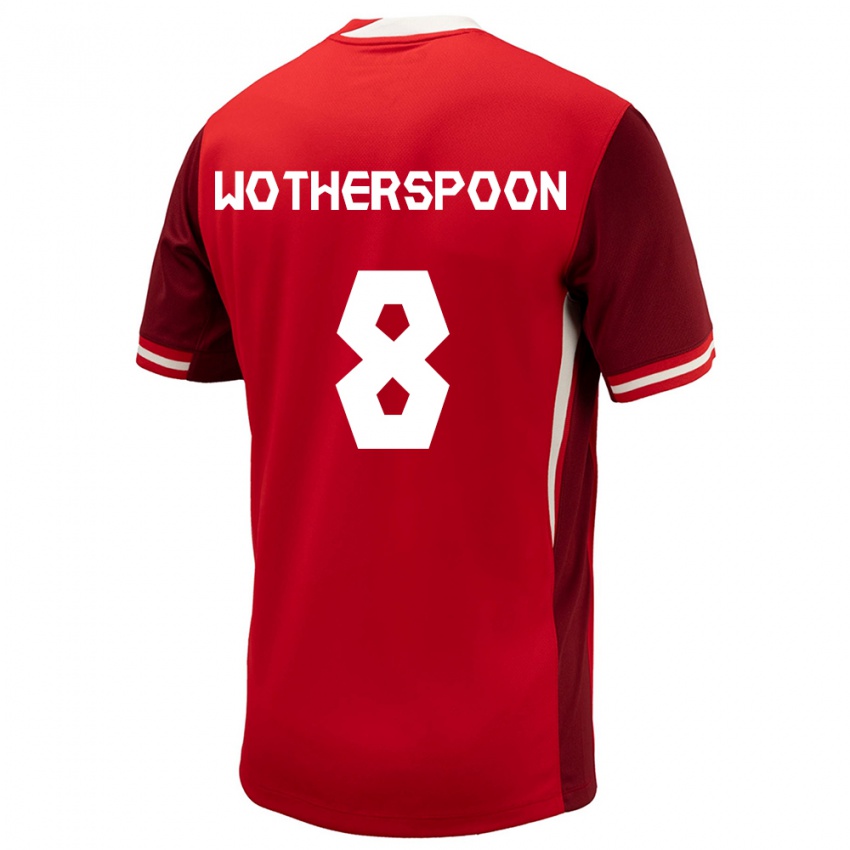 Kvinder Canada David Wotherspoon #8 Rød Hjemmebane Spillertrøjer 24-26 Trøje T-Shirt