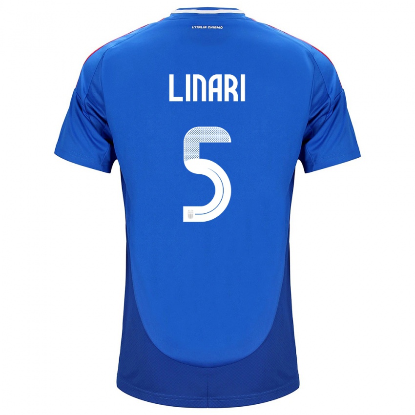 Kvinder Italien Elena Linari #5 Blå Hjemmebane Spillertrøjer 24-26 Trøje T-Shirt