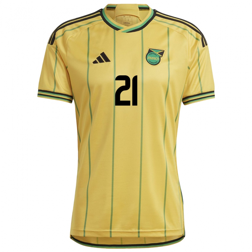 Kvinder Jamaica Cheyna Matthews #21 Gul Hjemmebane Spillertrøjer 24-26 Trøje T-Shirt