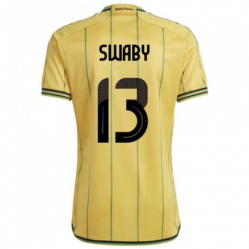 Kvinder Jamaica Allyson Swaby #13 Gul Hjemmebane Spillertrøjer 24-26 Trøje T-Shirt