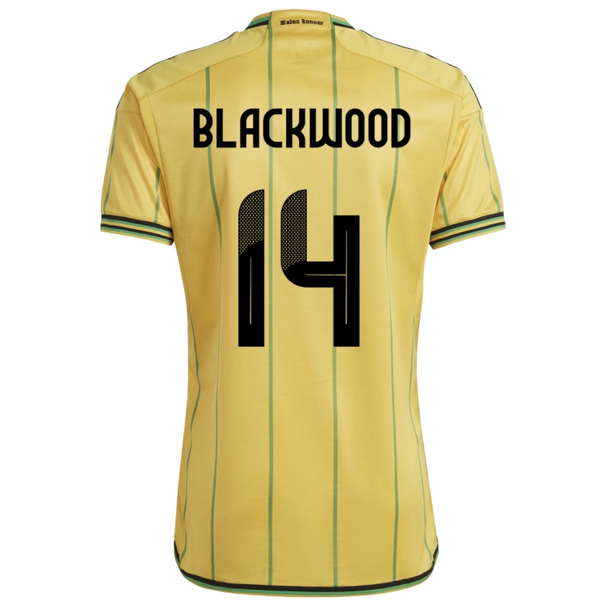 Kvinder Jamaica Deneisha Blackwood #14 Gul Hjemmebane Spillertrøjer 24-26 Trøje T-Shirt
