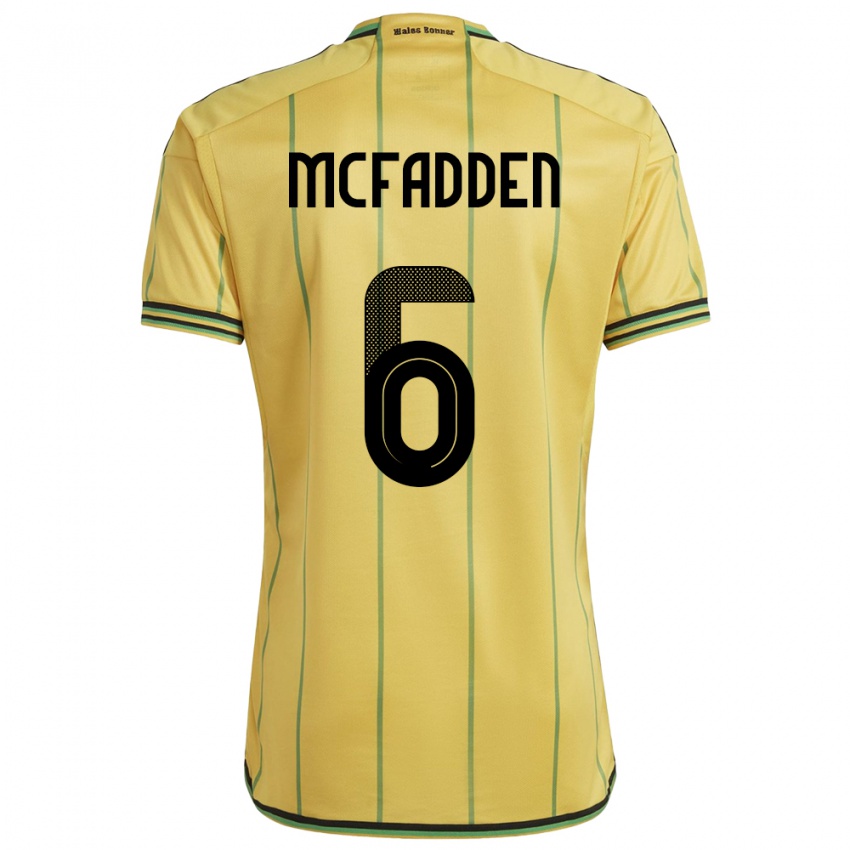 Kvinder Jamaica Logan Mcfadden #6 Gul Hjemmebane Spillertrøjer 24-26 Trøje T-Shirt