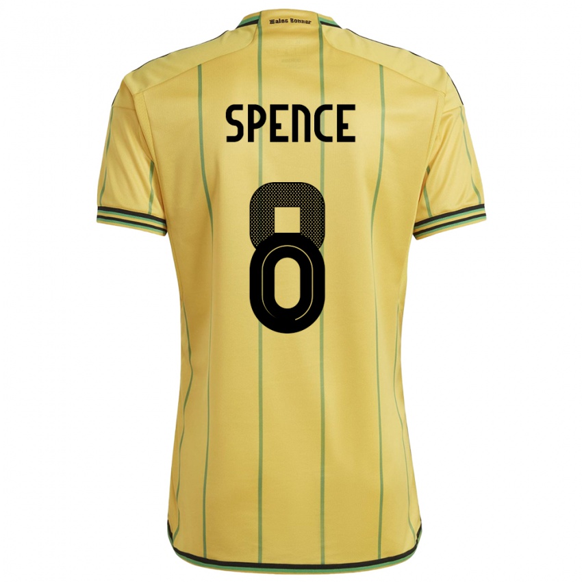 Kvinder Jamaica Drew Spence #8 Gul Hjemmebane Spillertrøjer 24-26 Trøje T-Shirt