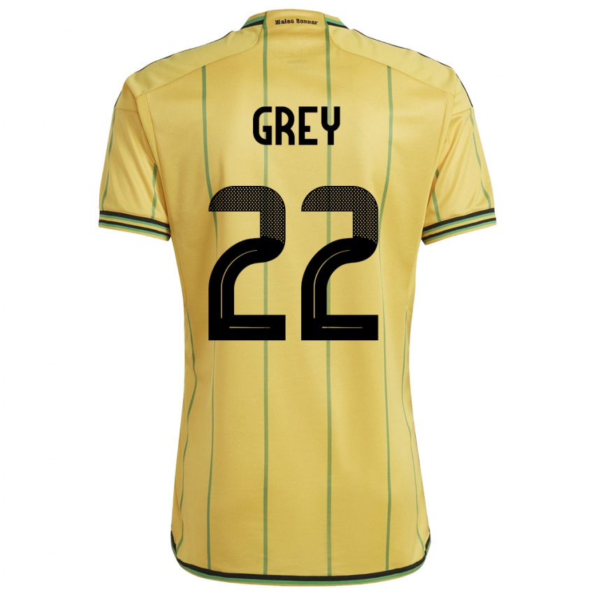 Kvinder Jamaica Mireya Grey #22 Gul Hjemmebane Spillertrøjer 24-26 Trøje T-Shirt
