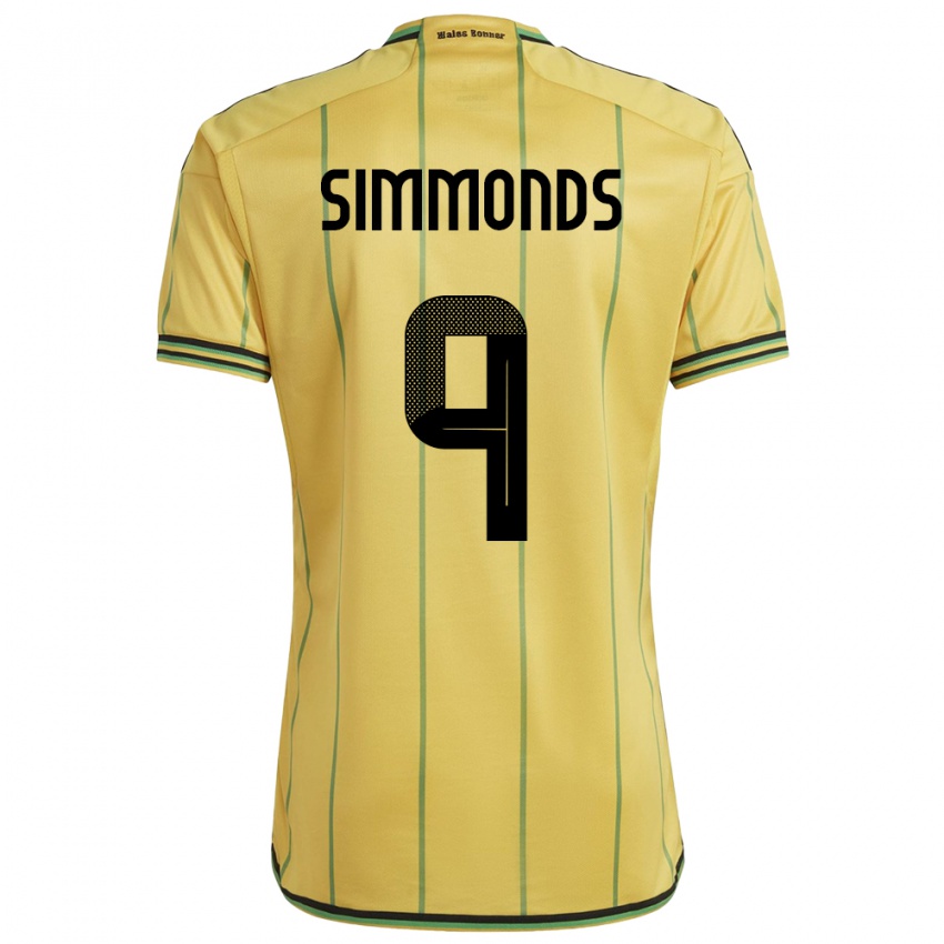 Kvinder Jamaica Kameron Simmonds #9 Gul Hjemmebane Spillertrøjer 24-26 Trøje T-Shirt