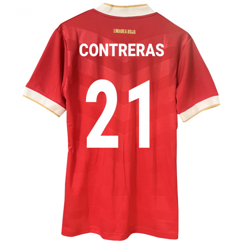 Kvinder Panama Davis Contreras #21 Rød Hjemmebane Spillertrøjer 24-26 Trøje T-Shirt