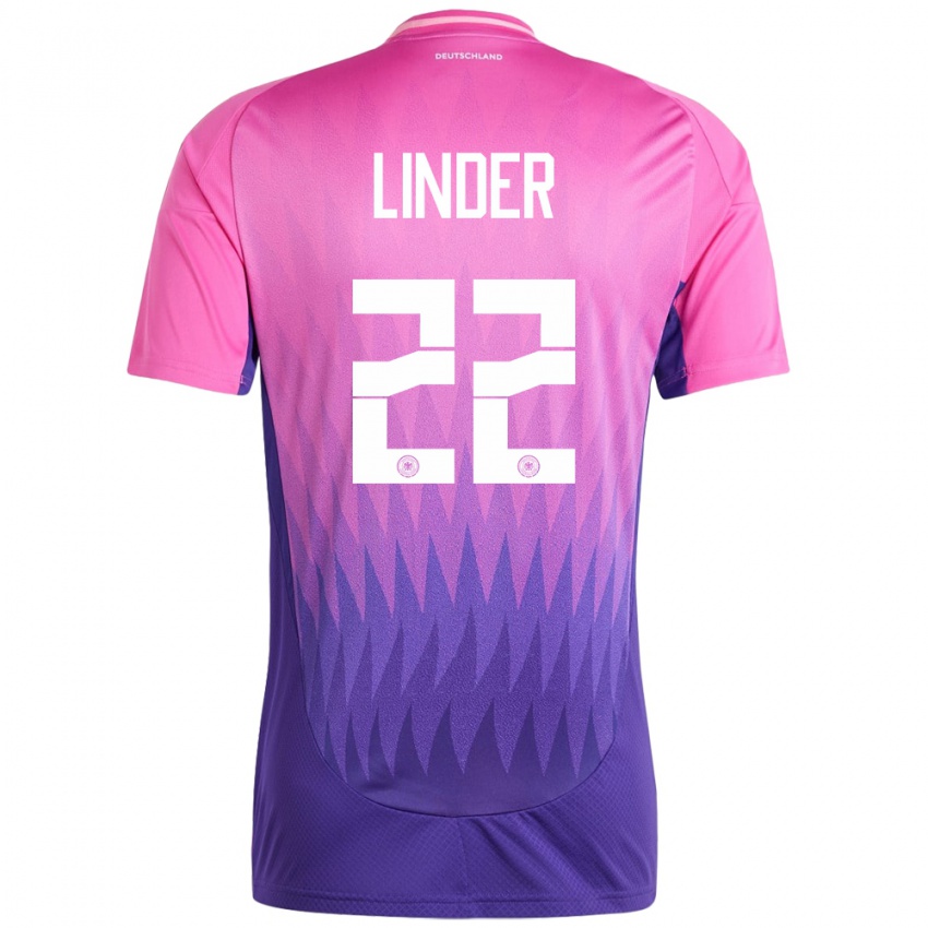 Kvinder Tyskland Sarai Linder #22 Pink Lilla Udebane Spillertrøjer 24-26 Trøje T-Shirt