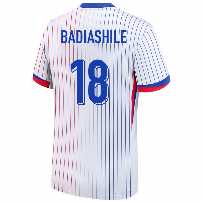 Kvinder Frankrig Benoit Badiashile #18 Hvid Udebane Spillertrøjer 24-26 Trøje T-Shirt
