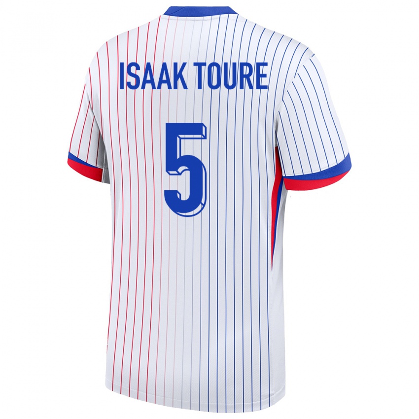 Kvinder Frankrig Souleymane Isaak Toure #5 Hvid Udebane Spillertrøjer 24-26 Trøje T-Shirt