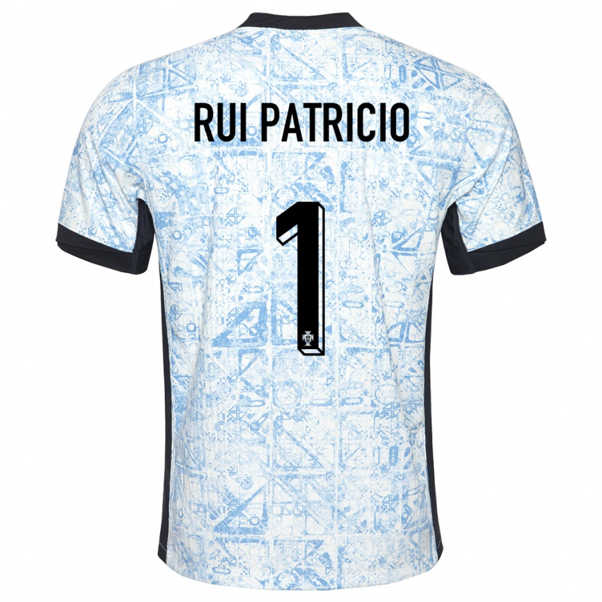 Kvinder Portugal Rui Patricio #1 Creme Blå Udebane Spillertrøjer 24-26 Trøje T-Shirt