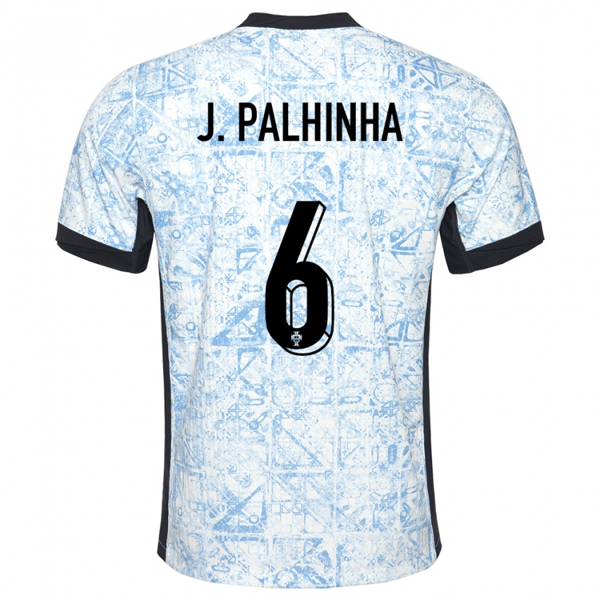 Kvinder Portugal Joao Palhinha #6 Creme Blå Udebane Spillertrøjer 24-26 Trøje T-Shirt